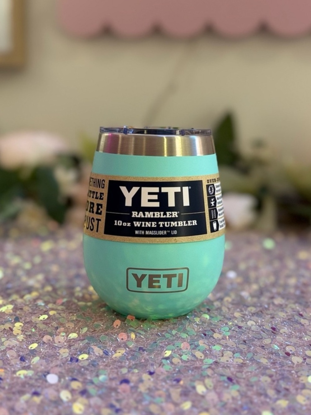 NWT YETI Rambler 10 oz Wine Tumbler • Seafoam Green • MagSlider Lid